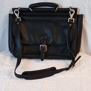 BLACK LEATHER TIMBERLAND MESSENGER/LAPTOP BAG